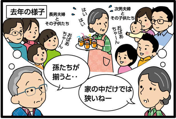 【昨年の様子】「孫たちが揃うと…」「家の中だけでは狭いねー」